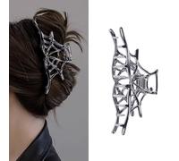 Pinzas de metal para Halloween, pinzas de pelo de telaraña negra, pinzas de gran tamaño con diseño de telaraña, agarre fuerte, antideslizante, accesorios para el cabello para peinar fiestas,