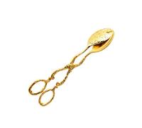 Pinzas de pan de metal vintage, cucharas doradas | Mango de tijera decorativo para bufé, pastelería, postre, ensalada, cocina, servicio de té, hogar