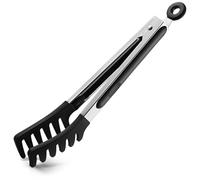 Pinzas de pasta para espaguetis, pinzas de silicona resistentes al calor de 9 pulgadas para servir alimentos, cocinar, ensalada, fideos de espagueti, antiadherentes (9 pulgadas, negro)