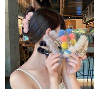 Pinzas de pelo de felpa coloridas, pinzas de pelo esponjosas con mandíbula de plátano, pasadores gruesos y antideslizantes para el pelo y accesorios para niñas