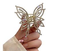 Pinzas de pelo de mariposa de metal para mujer, pinzas de pelo de 5 cm, pinzas gruesas con diamantes de imitación de perla, pinzas de sujeción fuerte