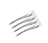 Pinzas de pelo de pico de pato, 4 unidades, pinzas de corte de cocodrilo de acero inoxidable para salón, peinado, corte y secado con soplado, agarre fuerte, pinzas planas antideslizantes para mujeres