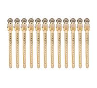 Pinzas de pelo de pico de pato gran angular de apertura fuerza de sujeción más apretada pinzas de pelo de aleación duradera para mujeres hombres peluquería en casa 12 piezas (Oro)