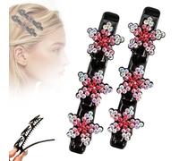 Pinzas de pelo trenzadas con piedra de cristal brillante, pinzas de pelo trenzadas para mujer, pinzas cortas para el pelo de pato, pinzas trenzadas para mujeres y niñas, pinzas para el pelo de piedra