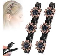 Pinzas de pelo trenzadas con piedra de cristal brillante, pinzas de pelo trenzadas para mujer, pinzas cortas para el pelo de pato, pinzas trenzadas para mujeres y niñas, pinzas de pelo de piedra de