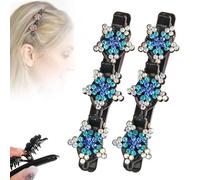 Pinzas de pelo trenzadas con piedra de cristal brillante, pinzas de pelo trenzadas para mujer, pinzas cortas para el pelo de pato, pinzas trenzadas para mujeres y niñas, pinzas para el pelo de piedra