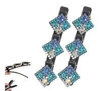 Pinzas de pelo trenzadas para mujer, pinzas de pelo de piedra de cristal brillante, pinzas cortas de pico de pato, trenzadas para mujeres y niñas con piedra de cristal (J)