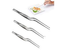 Pinzas de pinzas de precisión de acero inoxidable de 3 piezas, pinzas de chef para cocinar, decorar, decorar pasteles, longitudes: 5.5", 6.2" y 7.8"