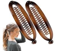 Pinzas de plátano para cabello fino, construcción de dientes paralelos, garra negra clásica de 2 piezas, mango de bienestar estético ligero, herramienta de fijación geométrica altamente pulida