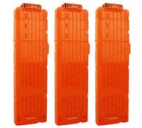 Pinzas de Recarga rápida para Pistola Nerf N-Strike Elite Blaster, Paquete de 4, de la Marca Omio, 3 Unidades 18 Dardos Naranja.