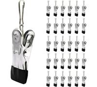 Pinzas de Ropa pequeñas con Gancho for Colgar fácilmente, Pinzas Acero Inoxidable, Clips Agarre lavandería Metal, Multiusos, 40 Uds para Calcetines y Ropa Interior