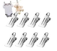Pinzas de ropa súper resistentes y duraderas, 8 piezas abrazaderas de fijación para perchas porta ropa, pinzas de acero inoxidable, para lavandería, exteriores, casa, baño, viajes, fotos, alimentos,