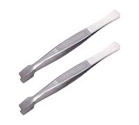 Pinzas de sello planas con extremo de remo, pinzas curvadas de acero inoxidable, herramientas de coleccionista, 10,5 cm, pinzas filatelia