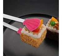 Pinzas de silicona con forma de conchas, pinzas para barbacoa de silicona resistentes al calor y buffet de ensaladas de 5 pulgadas, pinzas de frutas de silicona para cubitos de hielo azúcar, rosa