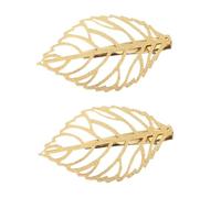 Pinzas decorativas para el pelo con diseño de hojas doradas, diseño hueco de metal, paquete de 2 horquillas para mujeres y niñas