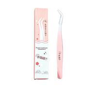 Pinzas en ángulo para pestañas postizas de acero inoxidable, verde leche | Herramienta de belleza de manejo limpio para trabajos de extensión