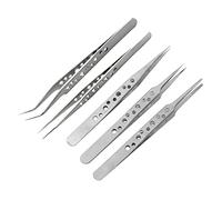 Pinzas ESD antiestáticas de acero inoxidable, herramientas de mantenimiento, precisión industrial, pinzas curvas, rectas, herramientas de reparación de uñas