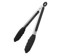 Pinzas for alimentos de 8" for cocinar con mangos acero inoxidable y cabezales goma resistentes al calor for asar ensaladas(Black 1pc)