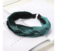 Pinzas for el cabello, diadema trenzada de tela de terciopelo coreano Horquilla for la cabeza con giro creativo coreano(Velvet dark green)
