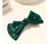 Pinzas for el cabello, nueva horquilla con lazo simple de Corea del Sur, red for horquilla, hada roja, clip superior que combina con todo, clip de resorte(Green solid color)