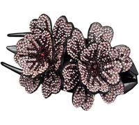 Pinzas for el cabello, pinzas for el cabello, pinzas for el cabello grueso, pinza for el cabello con doble flor de diamantes de imitación for mujeres y niñas, horquilla con clip de pico de pato de cri