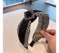 Pinzas for el cabello, temperamento retro francés, pata de gallo, diamantes de imitación, hebilla cuadrada, torcedura lateral, horquilla ancha, diadema, joyería versátil,(Black A616)