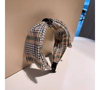 Pinzas for el cabello, versión coreana de cuadros británicos retro, versión amplia, cabeza con lazo grande, horquilla con reducción de edad, cara grande, diadema pequeña for mujer,(Black knot A1468)
