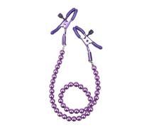 Pinzas for pezones de mujer con juego de cadena de perlas, pinzas for pezones de metal con perlas de colores for mujer, juguete sexual fetiche de esclavitud for ataduras de senos(Light yellow)