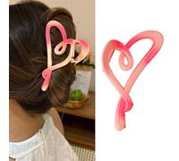 Pinzas grandes para el cabello para mujer, pinzas de pelo de corazón rojo, pinzas de pelo rosa degradado, pinzas de amor, pasadores únicos para el cabello grueso y rizado, rojo intenso, accesorios