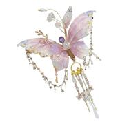Pinzas grandes para el pelo de alas de hada, pinzas de pelo con borlas de lágrimas de mariposa, pinzas de pelo con diseño de mariposa y cuentas para peinados, pinzas de pelo con alas móviles 3D, clip