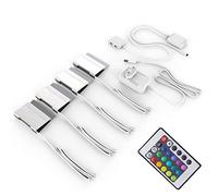 Pinzas iluminacion para superficies, Pack de 4, Luz de multicolores LED, incl. Mando a distancia