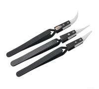 Pinzas inversas, 3 pinzas de cerámica para soldadura electrónica, resistentes al calor, antiestáticas, herramientas de precisión de acero inoxidable para reparación de bricolaje y uso en laboratorio
