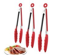 Pinzas para | 3 piezas de utensilios de cocina no adherentes | Pinzas de acero inoxidable con puntas de silicona, para cocinar, barbacoa, camping y servir