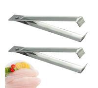 Pinzas para ajos de acero inoxidable: pinzas de cocina versátiles para pelar ajos y espinas de pescado | Herramienta de 2 piezas con mango de precisión paraa eliminar piel, huesos-y-plumas Práctica