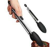 Pinzas para alimentos | 2 piezas de acero inoxidable para servicio | enchufes no deslizantes para cocinar servir comida BBQ freír ensalada cocina buffet camping