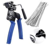 Pinzas para bridas, 150 unidades, acero inoxidable, bridas y pistola de encuadernación de metal, alicates de encuadernación de cables de metal, herramienta de encuadernación para apretar