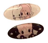 Pinzas para cabello de dibujos animados, 2 piezas para mujeres, juego de pasadores de 4 cm para flequillo y peinado lateral, clips ovalados impresos, pasadores con flecos, par de estilo