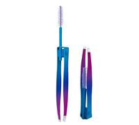 Pinzas para cejas con cepillo, pinzas para mujeres faciales | 2 en 1 pinzas para cejas de acero inoxidable con cepillo, Benuola de doble párpado, depilación encarnada, herramienta de