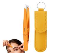 Pinzas para cejas, punta inclinada profesional de acero inoxidable, herramienta de depilación facial de alta precisión para hombres y mujeres, depiladora de barba con estuche de viaje de cuero, juego
