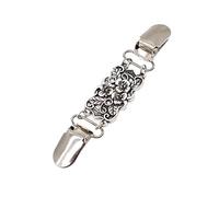 Pinzas para chal y rebeca Broche con clip for suéter, cárdigan, alfiler, ramillete, metal, color plateado, parte trasera, cierre de pato, decoración ropa(Type 6)