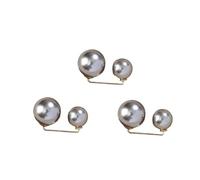 Pinzas para chal y rebeca Juego de 3 broches doble perla, antidecoloración, exquisitos y elegantes, for mujer, for suéter, cárdigan, abrigo, vestido verano, joyería(Silver gray Color)