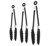 Pinzas Para Cocinar,Utensilio De Bloqueo De 3 Piezas | Pinzas Para Alimentos De Acero Inoxidable Con Puntas De Silicona - Para Cocinar Alimentos, Para Barbacoa, Para Camping Y Para Servir Barbacoa