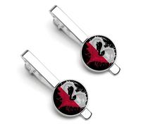 Pinzas para corbata con forma de corazón y bandera polaca para hombre, plateadas, redondas, para corbata. Juego de 2 unidades. Ideales para aniversarios de boda, negocios y graduaciones.