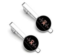 Pinzas para corbata con forma de latido del corazón para hombre, con el lema "Concienciación sobre el cáncer de endometrio". Juego de 2 pinzas redondas para corbata, ideales para aniversarios de boda,