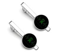 Pinzas para corbata con forma de latido del corazón para hombre, conmemorativas del cáncer de hígado. Juego de 2 pinzas redondas para corbata, ideales para aniversarios de boda, graduaciones y eventos