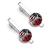 Pinzas para corbata con la bandera de Estados Unidos, moros, Marruecos y la amistad. Juego de 2 pinzas redondas plateadas para corbata, ideales para aniversarios de boda, negocios y graduaciones.