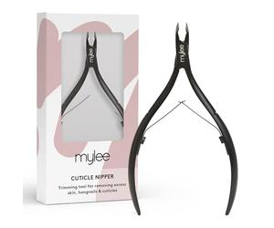 Pinzas para cutículas Mylee - Profesionales, elegantes, negro mate, acero inoxidable, de calidad de salón para el recorte de precisión y la eliminación eficaz de cutículas rebeldes, uñas colgantes y