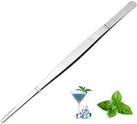 Pinzas para decorar cócteles, pinzas de precisión para cocineros y mezclas, 30 cm plateado