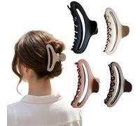 Pinzas para el cabello de 4.33 pulgadas para mujer, grosor medio y largo, paquete de 4 pinzas antideslizantes mate