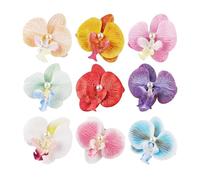 Pinzas para el cabello de orquídea tropical - Conjunto de nueve pasadores florales, elegantes accesorios de peluquería de horquilla de flores antideslizantes | Mujeres niñas Escuela de bodas Citas Voy